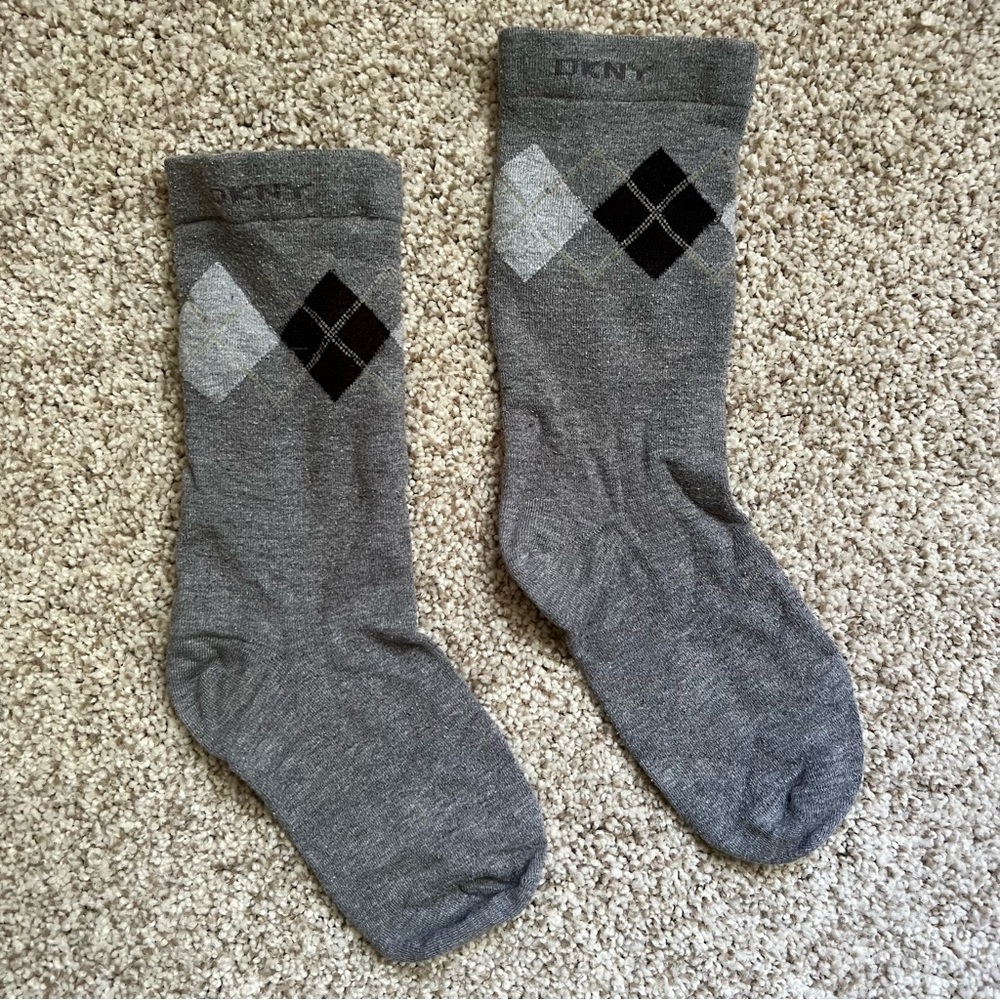 DKNY Gray and Black Dress Socks Argyle Pattern